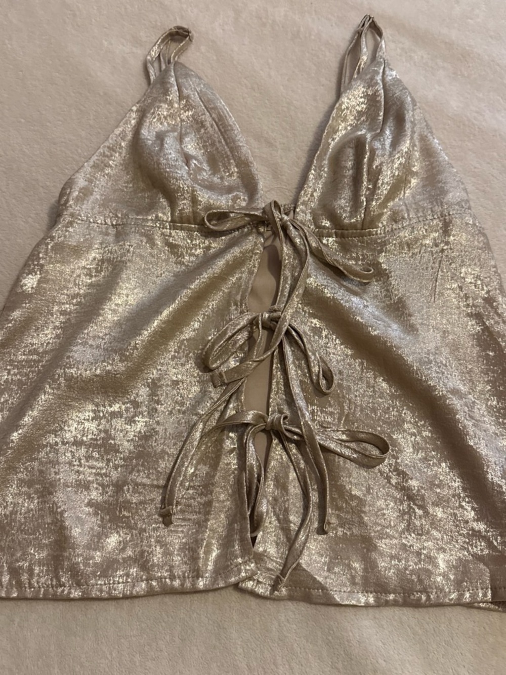 SHEIN Metallic Silver Lace-Up Cami